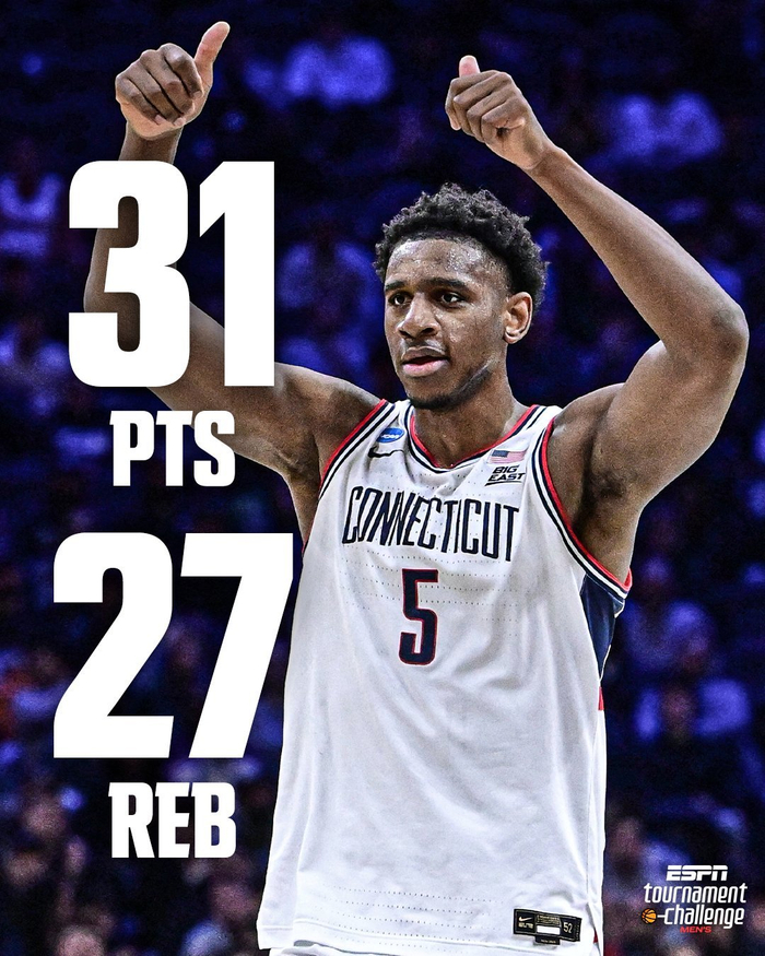 塔里斯-里德创NCAA历史纪录 30分25篮板成第三人